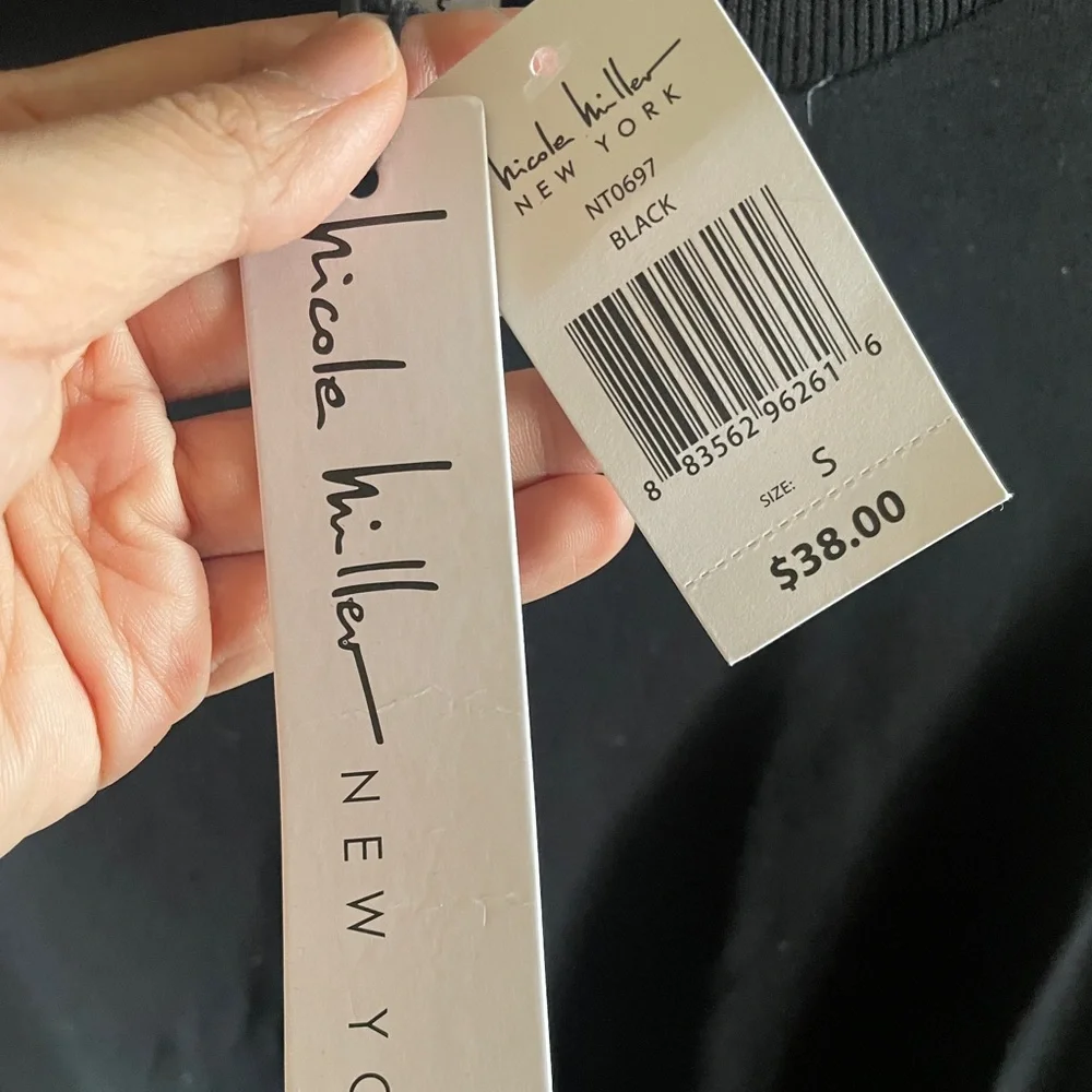 NWT Nicole Miller Black Sweatshirt Size S - Picture 4 of 4